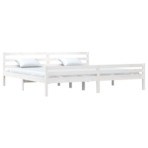 vidaXL Bed Frame without Mattress White Solid Wood 180x200 cm Super King