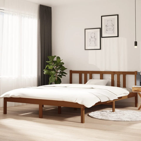 vidaXL Bed Frame without Mattress Honey Brown Solid Wood 150x200 cm King Size