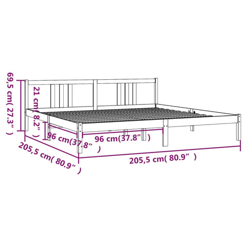 vidaXL Bed Frame without Mattress Honey Brown Solid Wood 200x200 cm