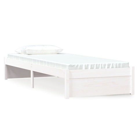 vidaXL Bed Frame without Mattress White Solid Wood 75x190 cm Small Single