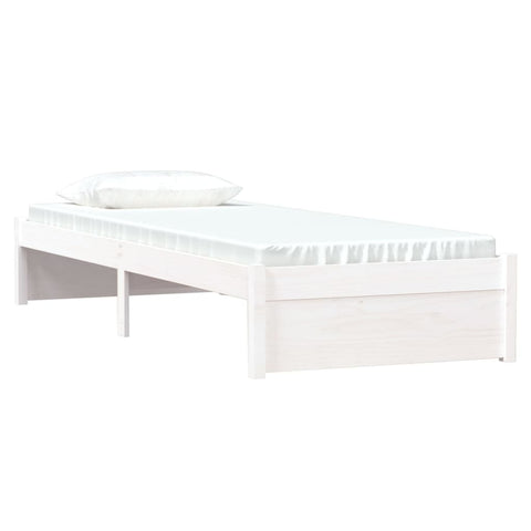 vidaXL Bed Frame without Mattress White Solid Wood 75x190 cm Small Single