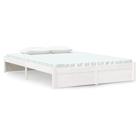 vidaXL Bed Frame without Mattress White Solid Wood 140x190 cm