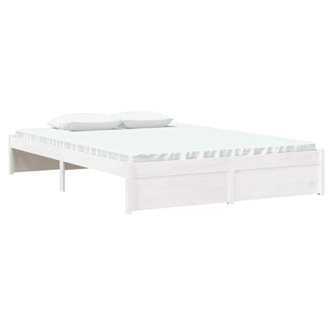vidaXL Bed Frame without Mattress White Solid Wood 140x190 cm
