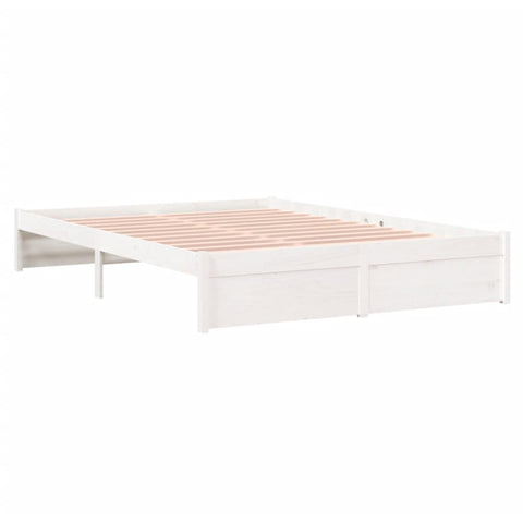 vidaXL Bed Frame without Mattress White Solid Wood 140x190 cm