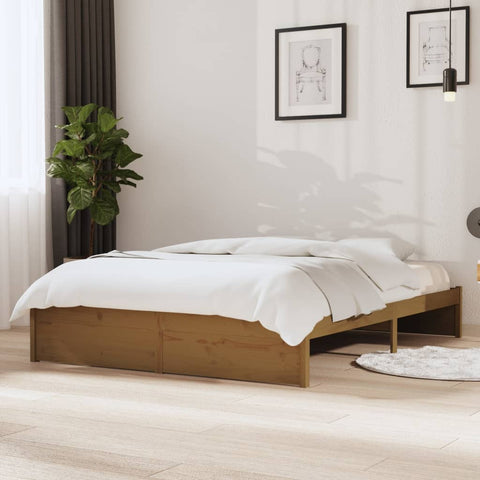 vidaXL Bed Frame without Mattress Honey Brown Solid Wood 140x190 cm