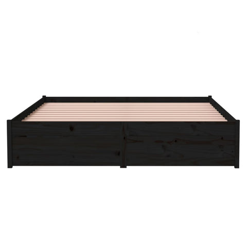 vidaXL Bed Frame without Mattress Black Solid Wood 140x190 cm