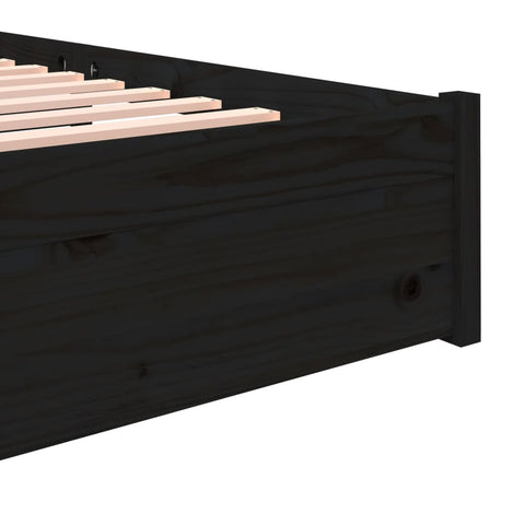 vidaXL Bed Frame without Mattress Black Solid Wood 140x190 cm