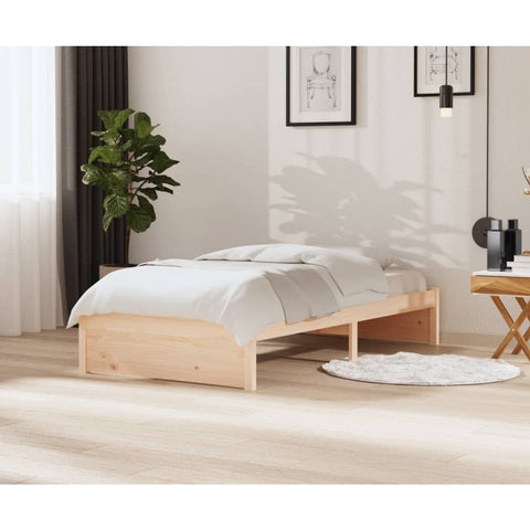vidaXL Bed Frame without Mattress White Solid Wood 100x200 cm