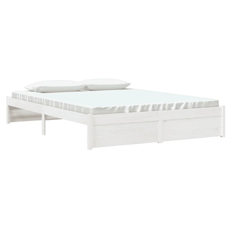 vidaXL Bed Frame without Mattress White Solid Wood 150x200 cm King Size King Size