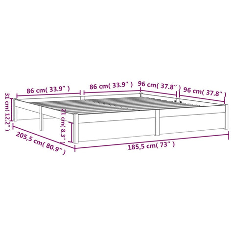 vidaXL Bed Frame without Mattress White Solid Wood 180x200 cm Super King