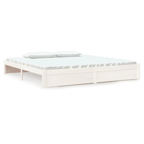 vidaXL Bed Frame without Mattress White Solid Wood 200x200 cm