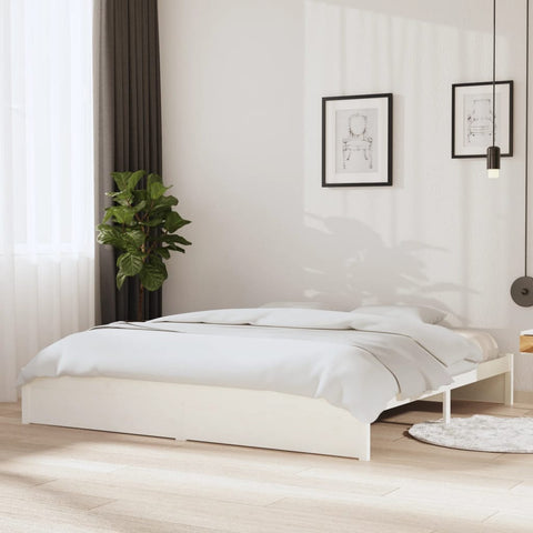 vidaXL Bed Frame without Mattress White Solid Wood 200x200 cm