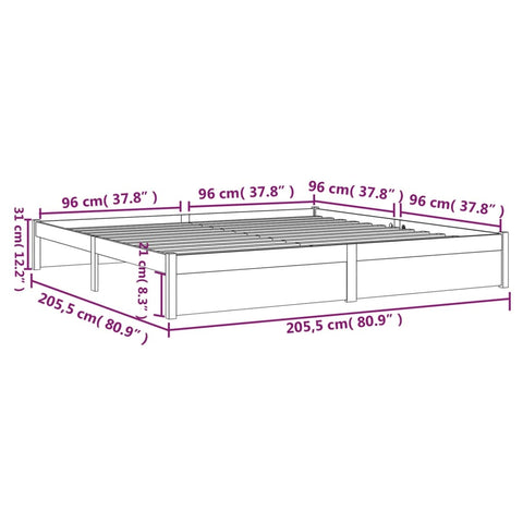 vidaXL Bed Frame without Mattress Honey Brown Solid Wood 200x200 cm