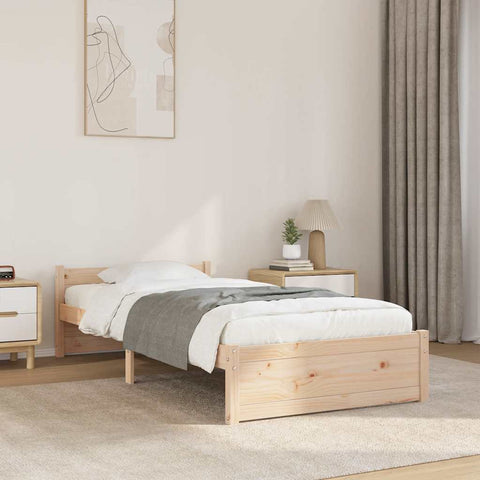 vidaXL Bed Frame without Mattress Solid Wood 75x190 cm Small Single Small Single