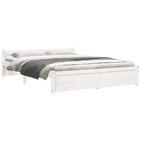 vidaXL Bed Frame without Mattress White Solid Wood 135x190 cm Double Double
