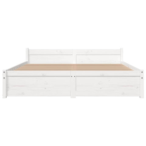vidaXL Bed Frame without Mattress White Solid Wood 135x190 cm Double Double
