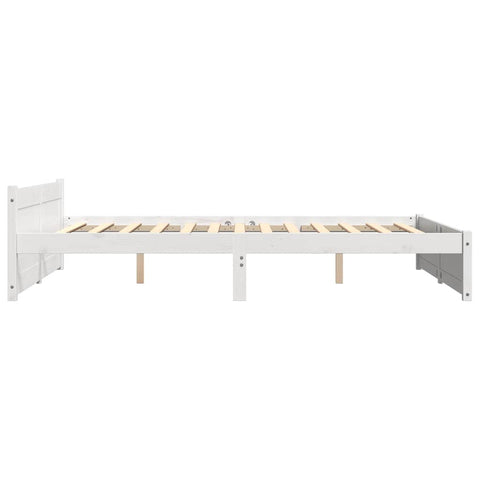 vidaXL Bed Frame without Mattress White Solid Wood 135x190 cm Double Double