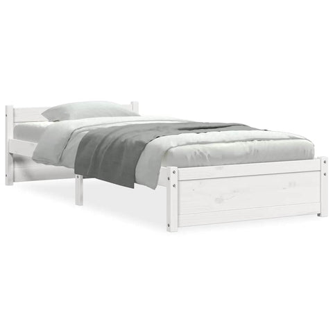 vidaXL Bed Frame without Mattress White Solid Wood 90x200 cm