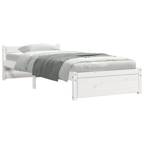vidaXL Bed Frame without Mattress White Solid Wood 90x200 cm