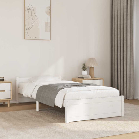vidaXL Bed Frame without Mattress White Solid Wood 90x200 cm