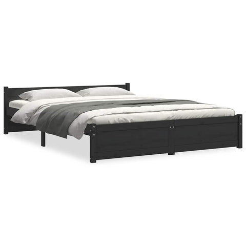 vidaXL Bed Frame without Mattress Black Solid Wood 150x200 cm King Size King Size