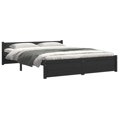 vidaXL Bed Frame without Mattress Black Solid Wood 150x200 cm King Size King Size