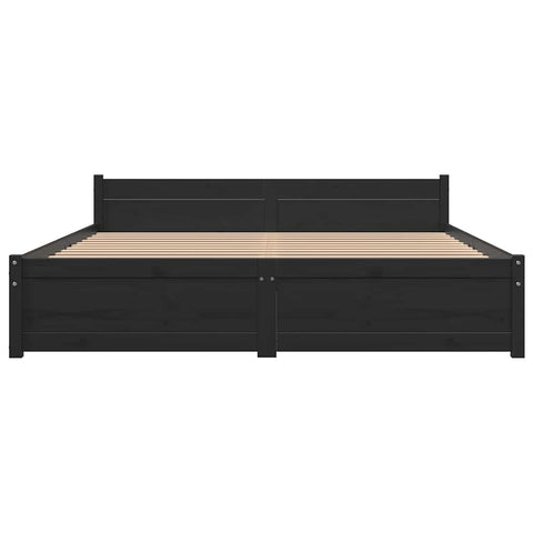 vidaXL Bed Frame without Mattress Black Solid Wood 150x200 cm King Size King Size