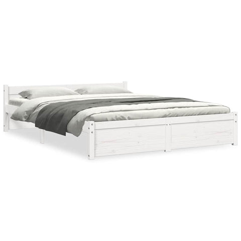 vidaXL Bed Frame without Mattress White Solid Wood 160x200 cm