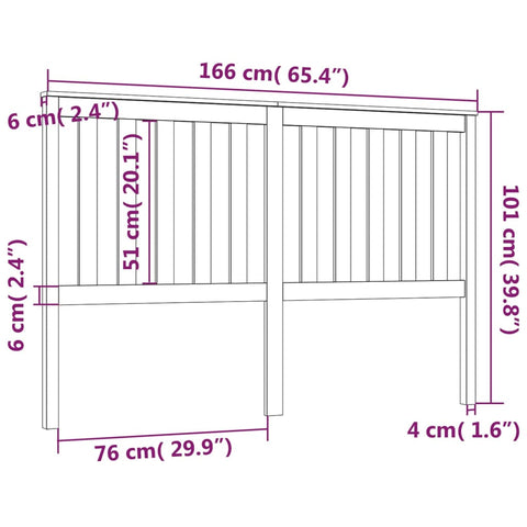 vidaXL Bed Headboard Black 166x6x101 cm Solid Wood Pine