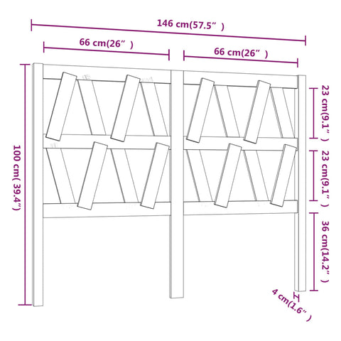 vidaXL Bed Headboard Grey 146x4x100 cm Solid Wood Pine