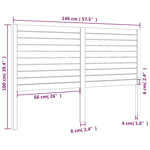 vidaXL Bed Headboard White 146x4x100 cm Solid Wood Pine
