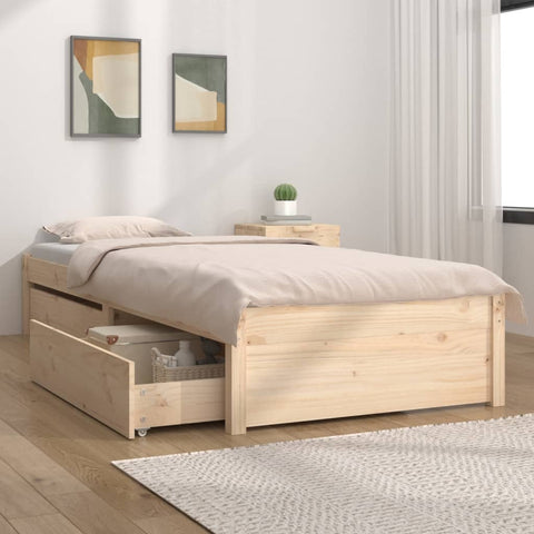 vidaXL Bed Frame without Mattress with Drawers Small Single