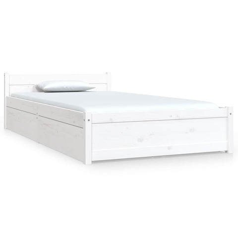 3103489 vidaXL Bed Frame without Mattress with Drawers White 100x200 cm (815035+814990)