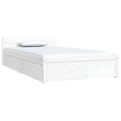 3103489 vidaXL Bed Frame without Mattress with Drawers White 100x200 cm (815035+814990)