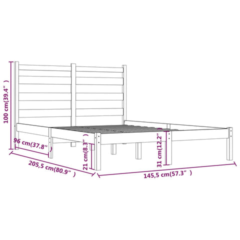 3103648 vidaXL Bed Frame without Mattress Solid Wood 140x200 cm (810017+818420)