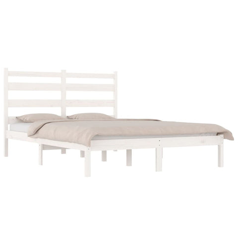 3103669 vidaXL Bed Frame without Mattress White Solid Wood 200x200 cm (810038+818441)
