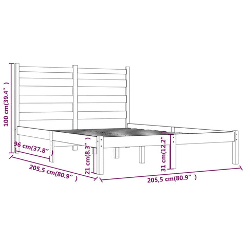 3103669 vidaXL Bed Frame without Mattress White Solid Wood 200x200 cm (810038+818441)