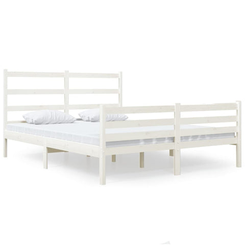 vidaXL Bed Frame without Mattress White Solid Wood Small Double