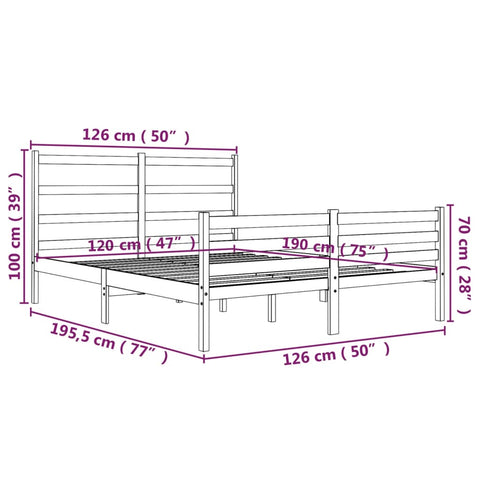 vidaXL Bed Frame without Mattress White Solid Wood Small Double