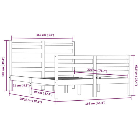 vidaXL Bed Frame without Mattress Solid Wood Pine 160x200 cm