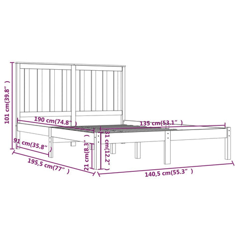 vidaXL Bed Frame without Mattress Solid Wood Double