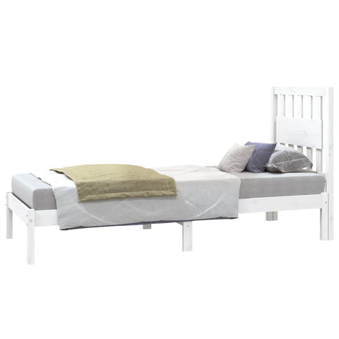 vidaXL Bed Frame without Mattress White Solid Wood Small Single
