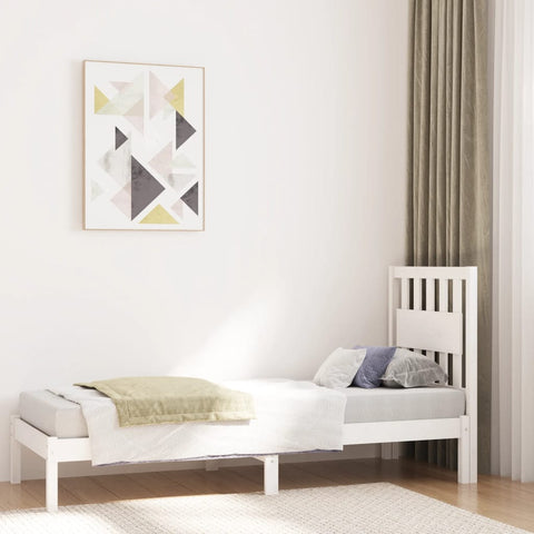 vidaXL Bed Frame without Mattress White Solid Wood Small Single