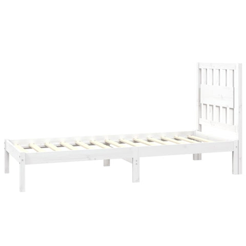 vidaXL Bed Frame without Mattress White Solid Wood Small Single