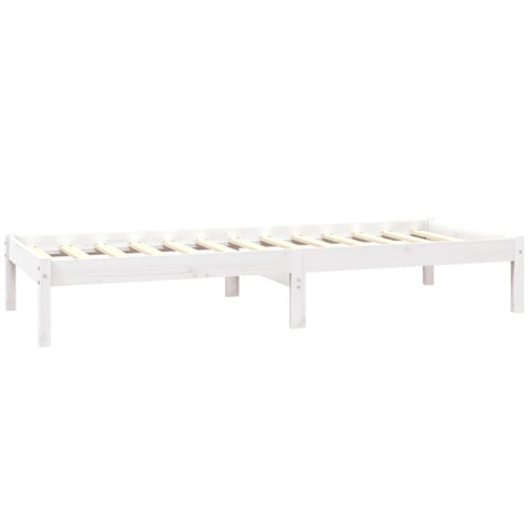 vidaXL Bed Frame without Mattress White Solid Wood Small Single