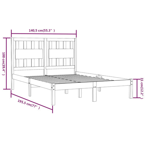 vidaXL Bed Frame without Mattress Solid Wood Double