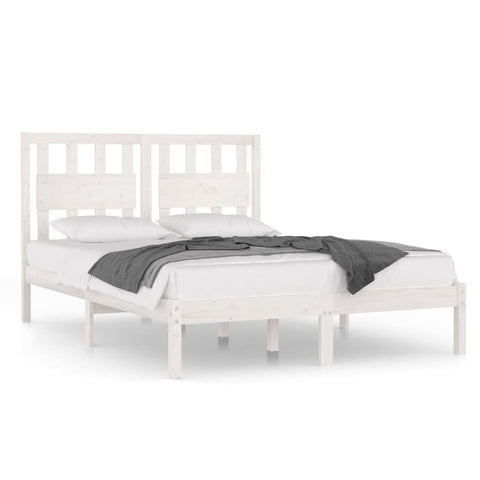 3103934 vidaXL Bed Frame without Mattress White Solid Wood 140x200 cm (810018+818571)