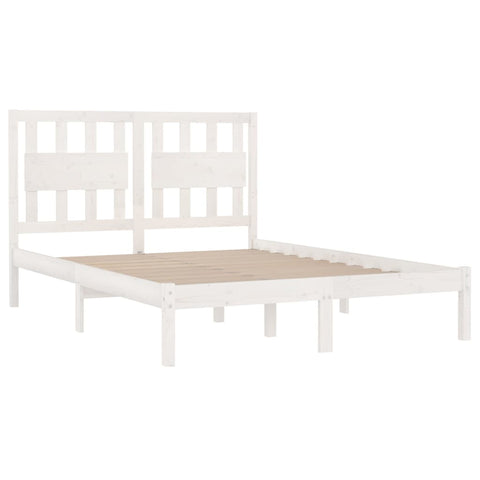 3103934 vidaXL Bed Frame without Mattress White Solid Wood 140x200 cm (810018+818571)