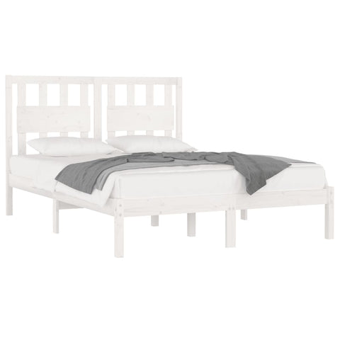 vidaXL Bed Frame without Mattress White Solid Wood Super King