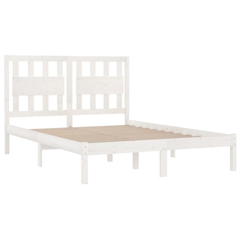 vidaXL Bed Frame without Mattress White Solid Wood Super King